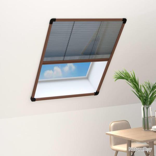 Moustiquaire pliss�e pour fen�tre Aluminium Marron 80x120 cm
