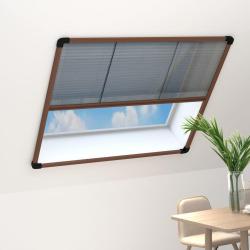 Moustiquaire pliss&eacute;e pour fen&ecirc;tre Aluminium Marron 120x120 cm