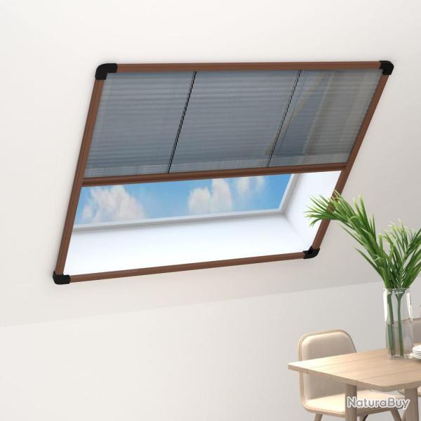 Moustiquaire pliss�e pour fen�tre Aluminium Marron 120x120 cm