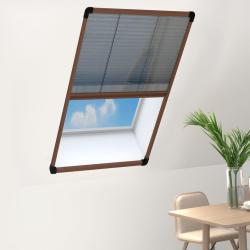 Moustiquaire pliss&eacute;e pour fen&ecirc;tre Aluminium Marron 80x160 cm