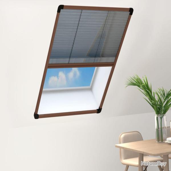 Moustiquaire pliss�e pour fen�tre Aluminium Marron 80x160 cm