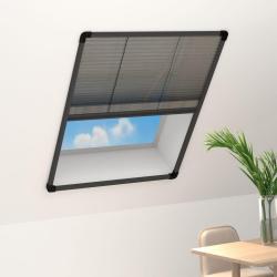 Moustiquaire pliss&eacute;e pour fen&ecirc;tre Aluminium Anthracite 80x100cm