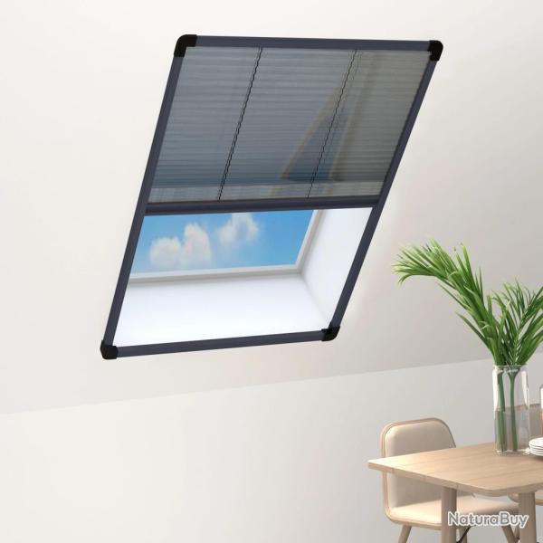 Moustiquaire pliss�e pour fen�tre Aluminium Anthracite 80x120cm