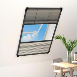 Moustiquaire pliss&eacute;e pour fen&ecirc;tre Aluminium 80x160 cm et auvent