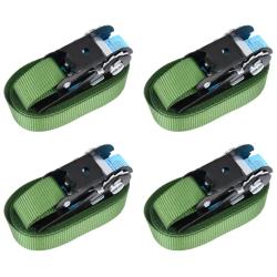 Sangles d'arrimage &agrave; cliquet 4 pcs 800 daN 6 m Vert