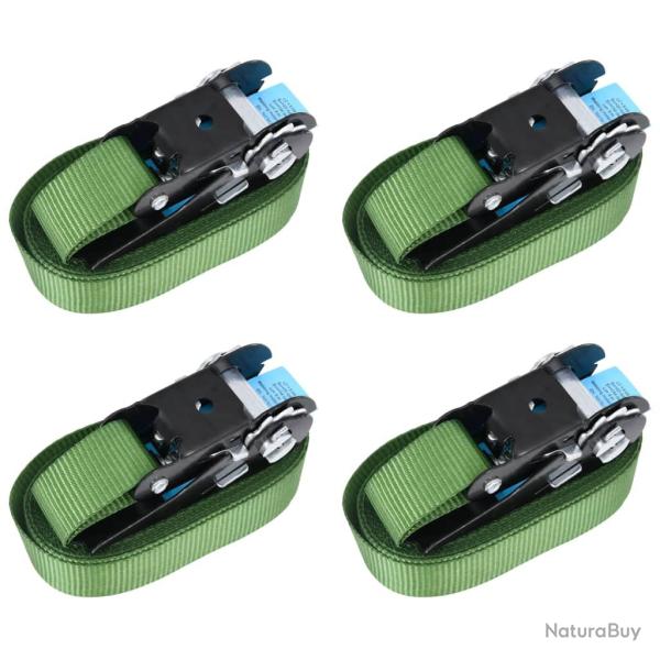 Sangles d'arrimage � cliquet 4 pcs 800 daN 6 m Vert