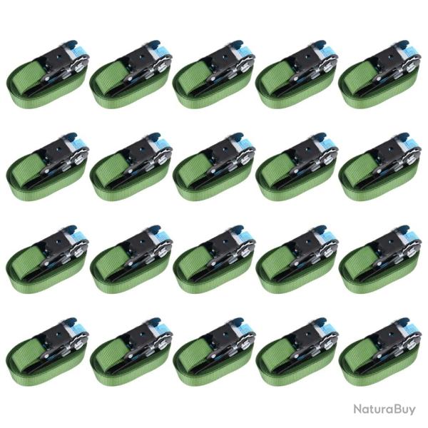 Sangles d'arrimage � cliquet 20 pcs 800 daN 6 m Vert