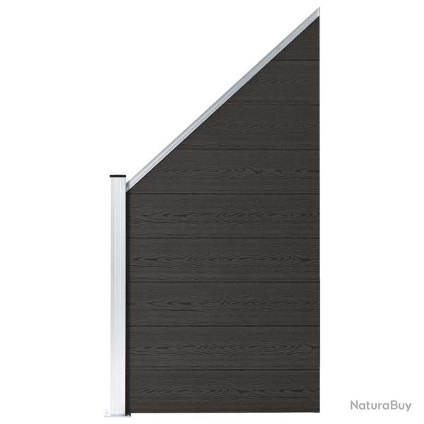 Panneau de cl�ture WPC 95x(105-180) cm Noir