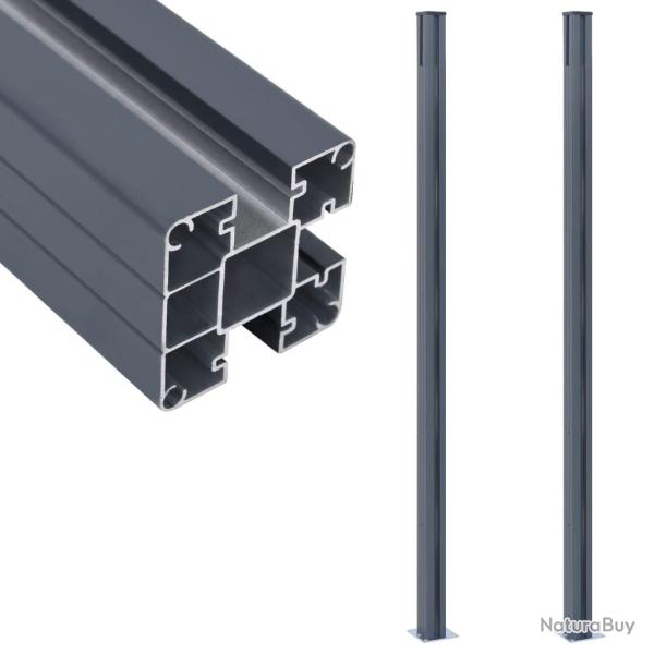 Poteaux de cl�ture 2 pcs Gris fonc� 185 cm Aluminium