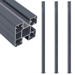 Poteaux de cl&ocirc;ture 3 pcs Gris fonc&eacute; 185 cm Aluminium