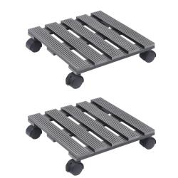 Chariots &agrave; plantes 2 pcs Gris 30x30x7,5 cm WPC