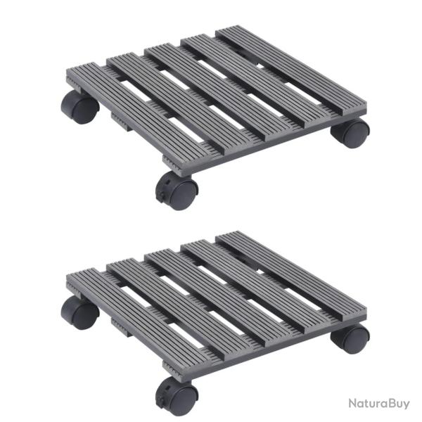 Chariots � plantes 2 pcs Gris 30x30x7,5 cm WPC