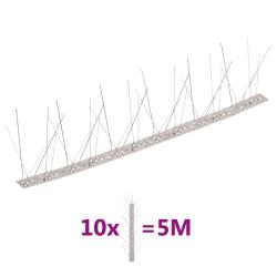 Ensemble de 10 pointes &agrave; 5 rang&eacute;es contre oiseaux Inox 5 m