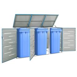 Abri pour trois poubelles 207x77,5x112,5 cm Inox