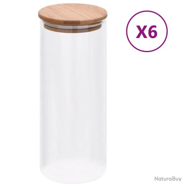 Pots de conservation en verre couvercle en bambou 6 pcs 1000 ml