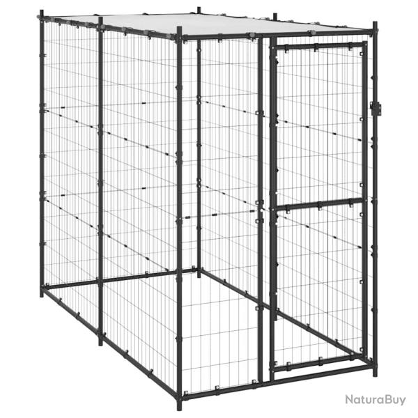 Chenil d'ext�rieur pour chiens Acier avec toit 110x220x180 cm