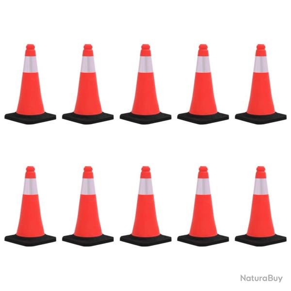 C�nes de signalisation r�fl�chissants � base lourde 10 pcs 50cm