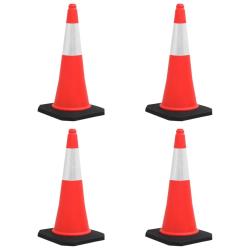 C&ocirc;nes de signalisation r&eacute;fl&eacute;chissants &agrave; base lourde 4 pcs 75 cm