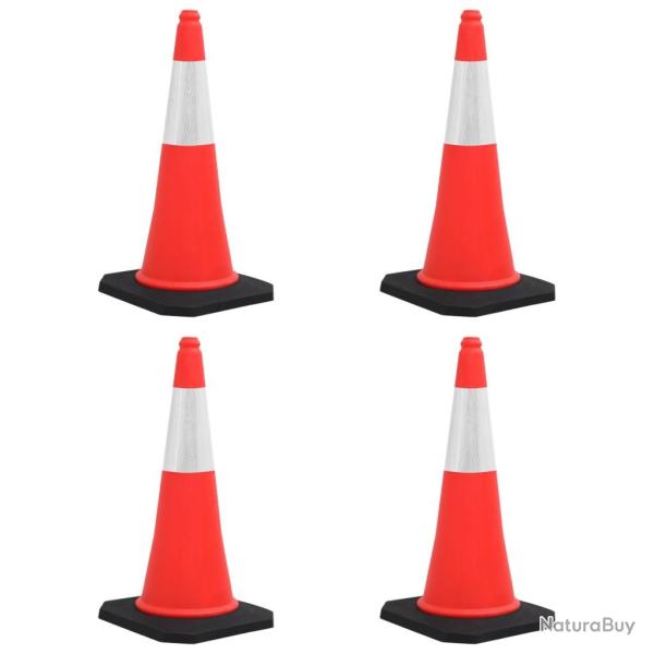 C�nes de signalisation r�fl�chissants � base lourde 4 pcs 75 cm