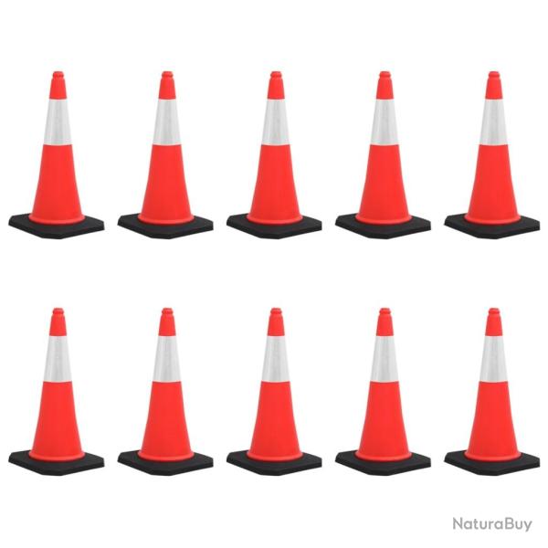 C�nes de signalisation r�fl�chissants � base lourde 10 pcs 75cm
