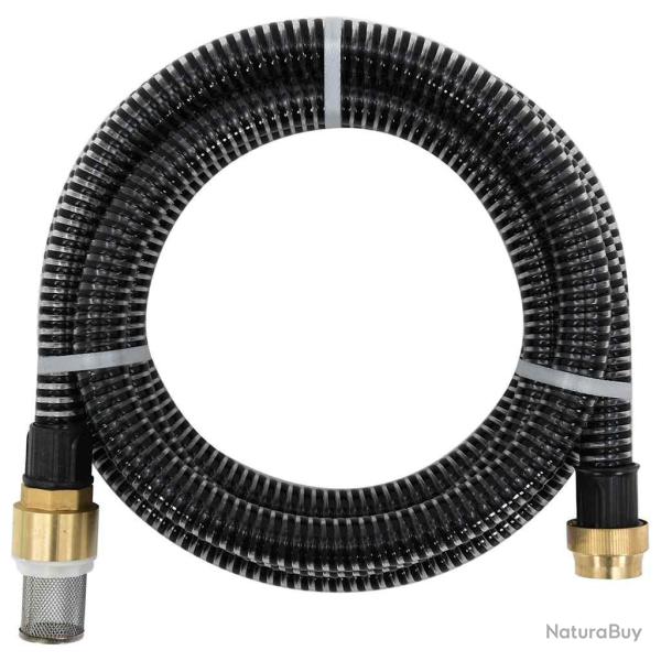 Tuyau d'aspiration avec raccords en laiton noir 1,1" 5 m PVC
