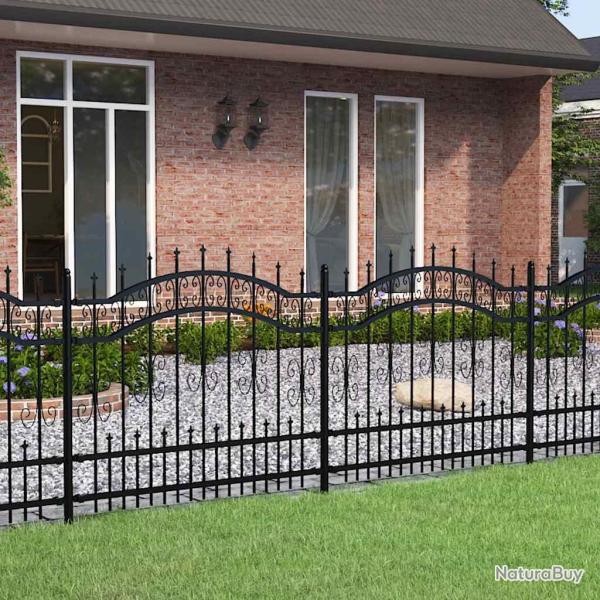 Cl�ture de  KAMPEN avec pointe en forme de lance, acier noir 240�x�100�cm