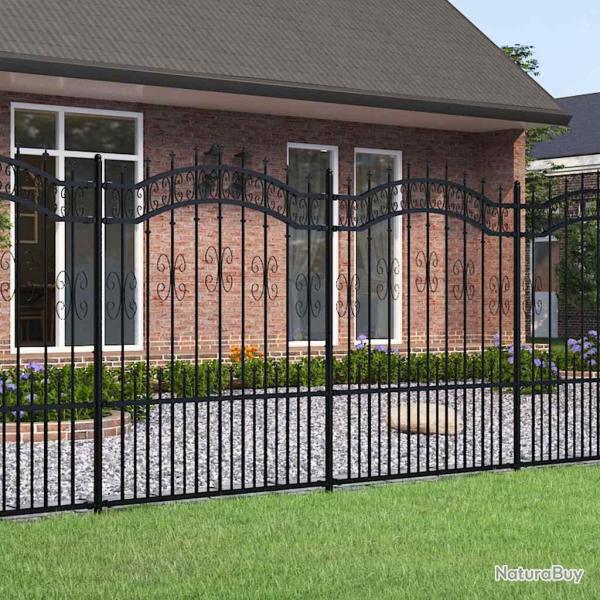 Cl�ture de  KAMPEN avec pointe en forme de lance, acier noir 240�x�150�cm