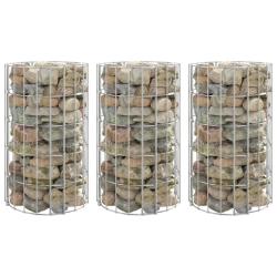 Lit sur&eacute;lev&eacute; &agrave; gabion circulaire 3 pcs Acier galvanis&eacute; &Oslash;30x50cm