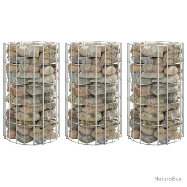 Lit sur�lev� � gabion circulaire 3 pcs Acier galvanis� �30x50cm
