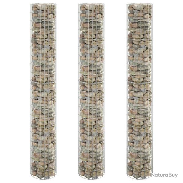 Lit sur�lev� � gabion circulaire 3pcs Acier galvanis� �30x200cm