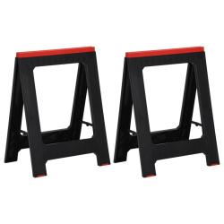 Tr&eacute;teaux de travail pliables 2 pcs PP Noir et rouge 350 kg