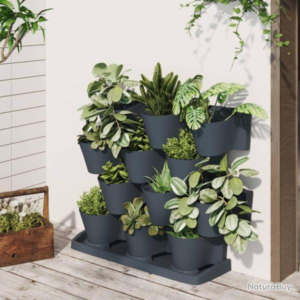 Ensemble de jardini�res verticales 12 pcs Anthracite PP
