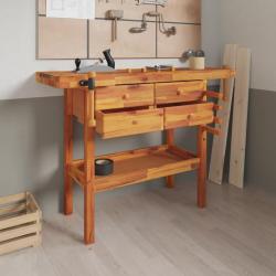 &Eacute;tabli avec tiroirs et &eacute;taux 124x52x83 cm Bois massif d'acacia