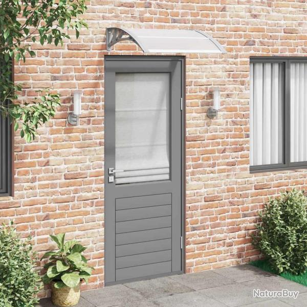 Auvent de porte gris et transparent 80 x 75 cm en polycarbonate