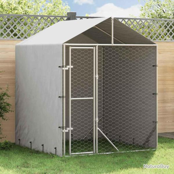 Chenil d'ext�rieur pour chiens avec toit argent� 2x2x2,5 m