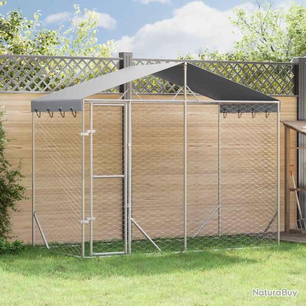 Chenil d'ext�rieur pour chiens avec toit argent� 3x1,5x2,5 m