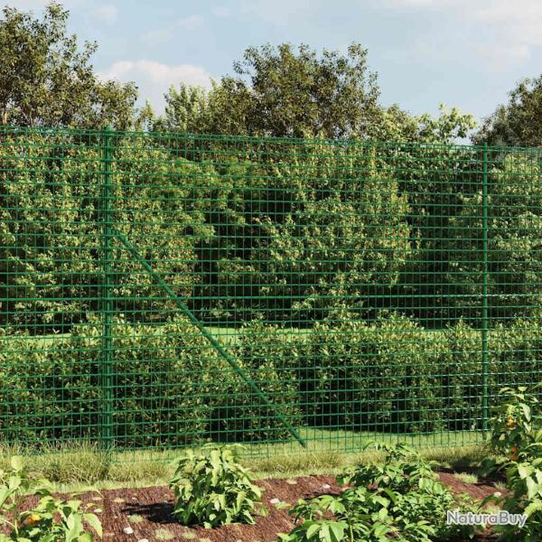 Cl�ture en treillis m�tallique vert 1,6x25 m acier galvanis�