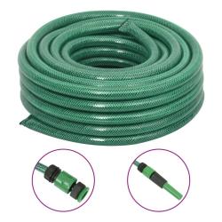 Tuyau d'arrosage avec jeu de raccords vert 0,75" 50 m PVC