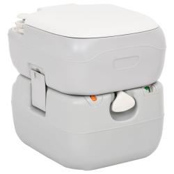 Toilette de camping portable gris et blanc 22+12 L PEHD