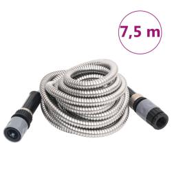 Tuyau d'arrosage buse de pulv&eacute;risation argent&eacute; 0,6" 7,5 m inox