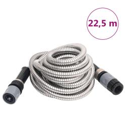 Tuyau d'arrosage buse de pulv&eacute;risation argent&eacute; 0,6" 22,5 m inox