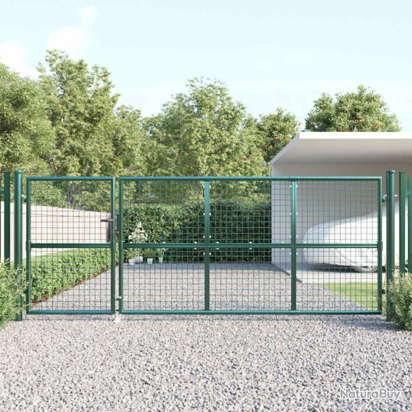 Portail de  grillag� vert 350 x 125 cm en acier galvanis�