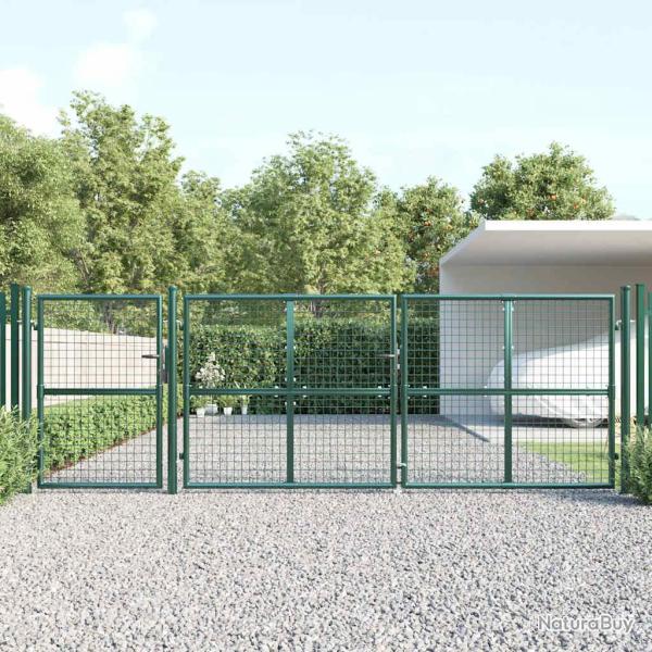 Portail de  grillag� vert 400 x 125 cm en acier galvanis�