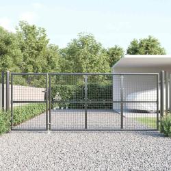 Portail de  grillag&eacute; Anthracite 350 x 125 cm Acier galvanis&eacute;
