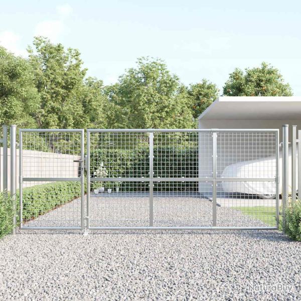 Portail de  grillag� argent� 350 x 125 cm en acier galvanis�