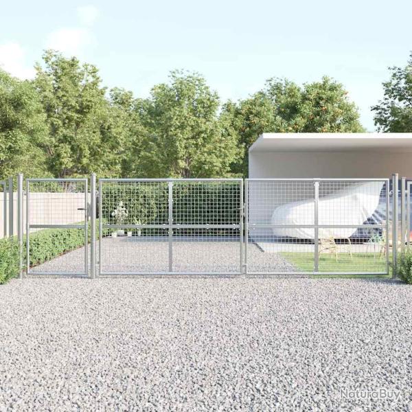 Portail de  grillag� argent� 500 x 125 cm en acier galvanis�
