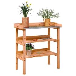 Table &agrave; plantes avec &eacute;tag&egrave;res marron 78x38x82,5cm bois de sapin