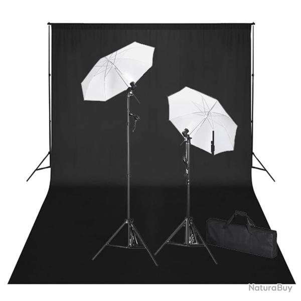 Kit de studio et toile de fond noire 600 x 300 cm et lumi�res