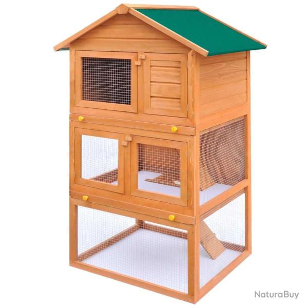 Clapier d'ext�rieur Enclos pour petits animaux 3 niveaux Bois