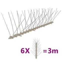 Ensemble de 6 pointes &agrave; 4 rang&eacute;es contre oiseaux Plastique 3 m